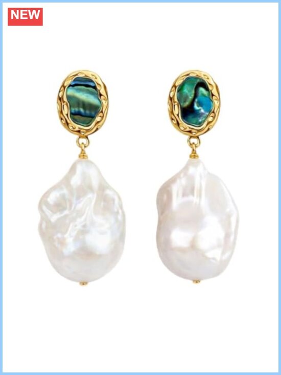 Jewelry - 14k Gold Plated 925 Sterling Silver Baroque Pearl Drop Earrings